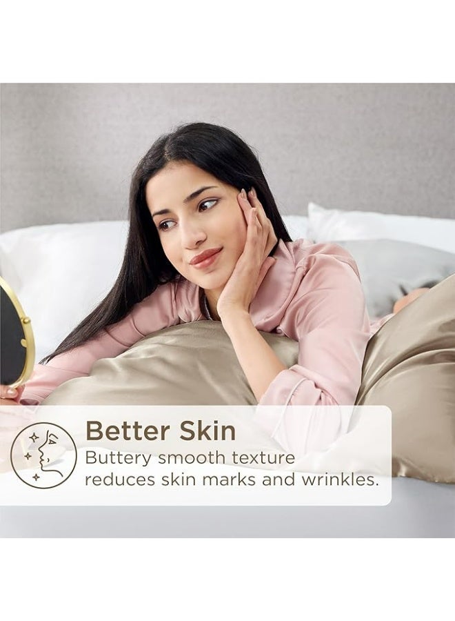 2-Pack Luxurious Mulberry Silk Pillowcases, 25 Momme Satin Weave, Hypoallergenic Solid Color Envelope Closure, Hand Wash Only, Designed for Hair and Skin,120-140gsm - Image 4